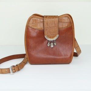 Brighton Brown Leather Alligator Crossbody Charm Bag
